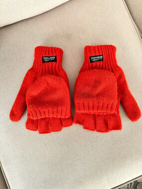 Woolmark Orange Wool Fingerless Mittens